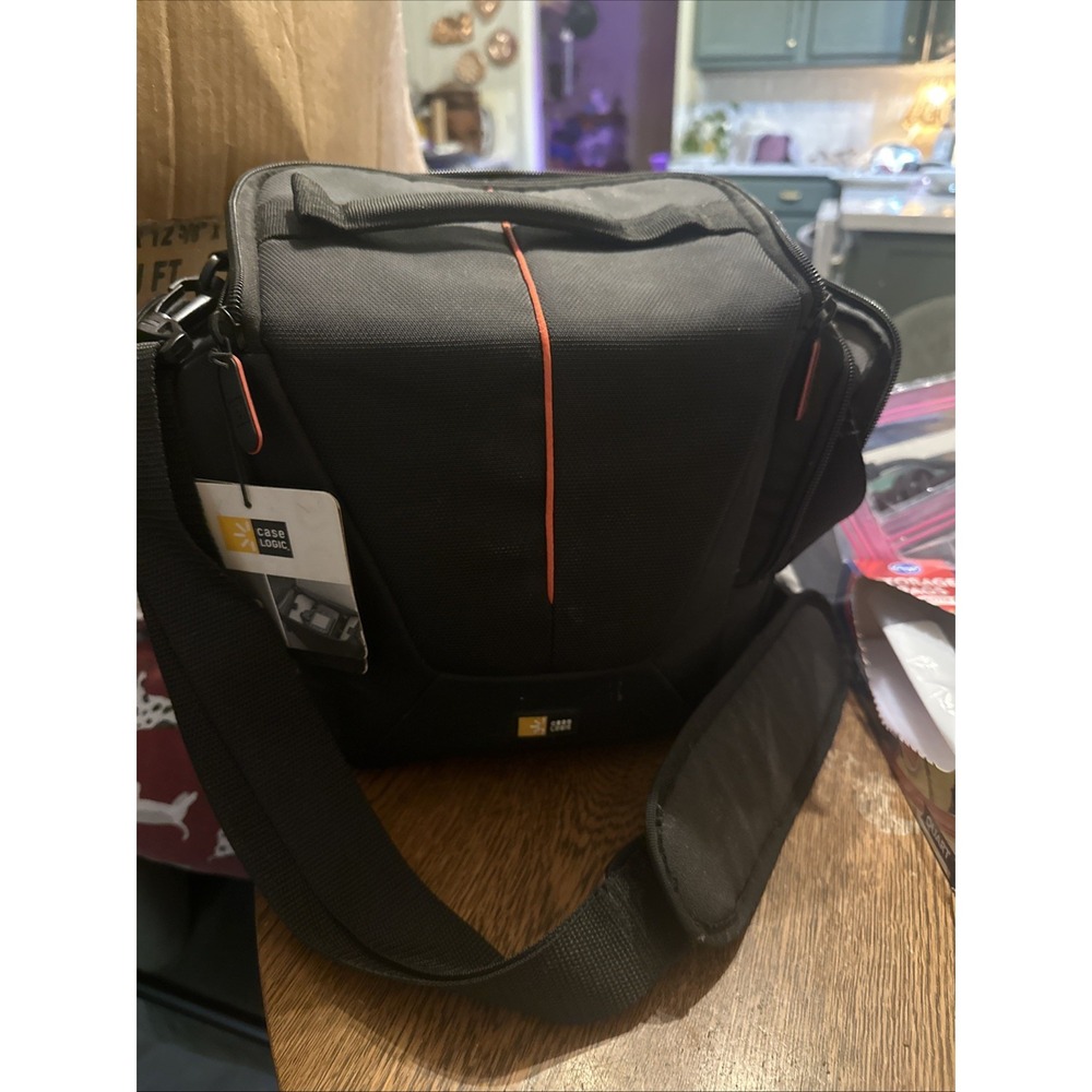 Camera Bag Case Logic DCB307k SLR Camera Holster Black With Orange Lines Medium